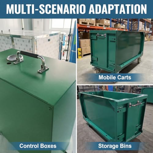 Image of 304 Stainless Steel Folding Handle 90 Degree Folding Solid Pull with Rubber, Electric Cabinet Pull Industrial Cabinet Handle, Toolbox Handle (Four Hole, Hole Center 4.72 in)