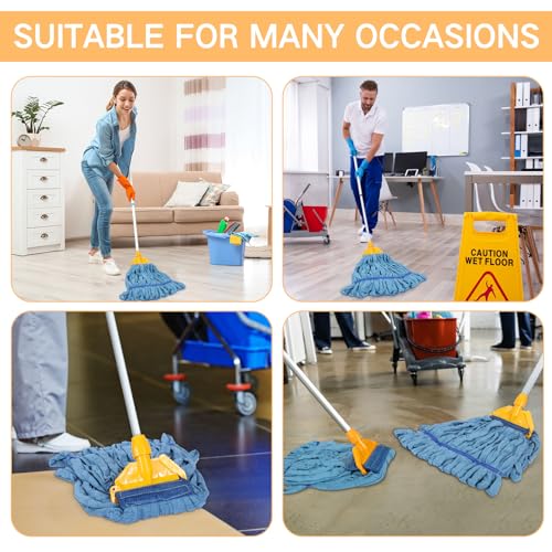 Image of Lallisa 16 Pcs Bulk Commercial Mop Head Replacement 18 oz Tube Microfiber Mop Heads for Floor Cleaning Industrial Mop Heads Blue Looped End Wet Mop Head Refill for Home Commercial Industrial Use
