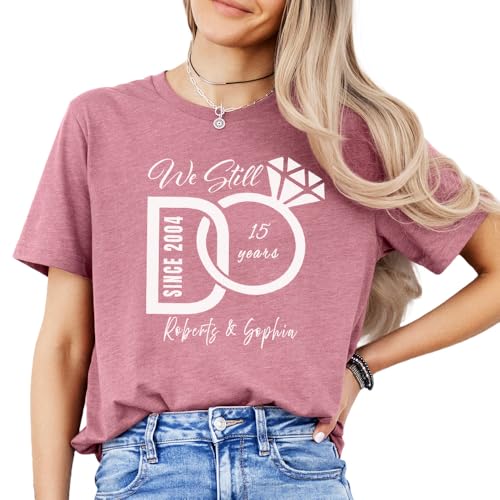 Image of Anniversary Matching Shirts, for Couple, Heart Design T-Shirt Set, Wedding Present, Honeymoon Outfit