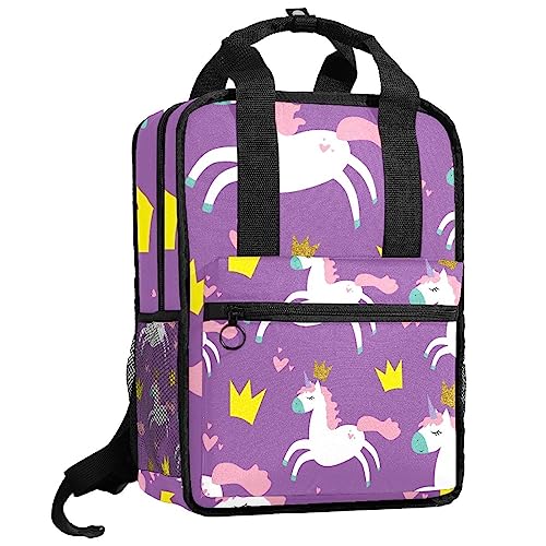 Sac à dos princesse licorne multicolore fille cartable scolaire réglable 35cm