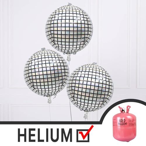 Image of PartyWoo Silver Foil Balloons 3pcs Large Round Giant Jumbo 4D Balloons