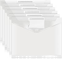 Clear Binder Folders, 6pcs Binders Pocket, Binder Organizer with 11 Holes, Letter Size, Plastic Envelopes with Snap Closure & Label Pocket, Clear Folders for Documents School Office Home Supplies