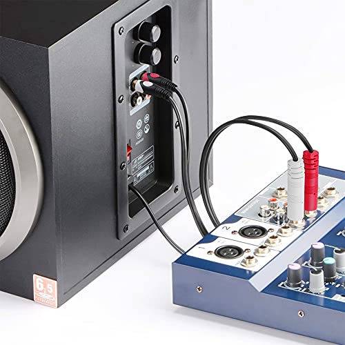 Dual 1/4 Inch 2 X 6.35Mm Ts Mono Male Jack To Dual Rca Male Audio Cable,Tan Qy For Phono Microphone Mic Mixer Amplifier,Rca Audio Wire Cords, Interconnect Cable (8M/25Ft) #TOP5