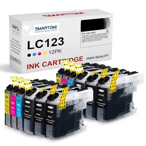 LC123 Ink Compatible for Brother LC123XL Ink Cartridges for Brother MFC-J6520DW J6720DW J6920DW J470DW J4510DW J650DW J4610DW J870DW J4410DW DCP-J132W J4110DW J552DW J752DW J152W (12 Pack)