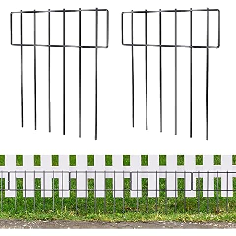 10 Pack Animal Barrier Fence, 17in(H) X 10ft(L) Decorative Garden Fencing, Rustproof Metal Wire Garden Fence Border, Dog Rabbits Ground Stakes Defence Fence for Outdoor Landscape Patio, T Shaped Cover