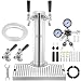 VEVOR Kegerator-Turm-Kit, Bier-Umrüstsatz mit 2 Zapfhähnen, Bier-Turmspender aus Edelstahl mit Doppelmessgerät W21.8-Regler und S-System-Fasskupplung, Bier-Tropfschale für Partys zu Hause