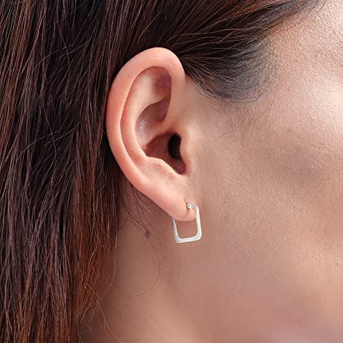 Boma Jewelry Sterling Silver Square Snap Down Hoop Earrings2