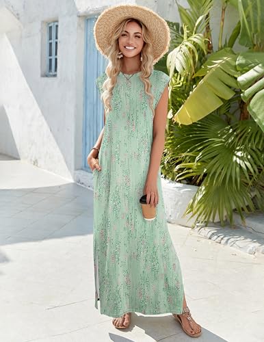 Image of Zeagoo Summer Dresses for Women 2026 Long Maxi Sundresses Loose Split Wrinkle-Free Beach Travel Vacation Clothes