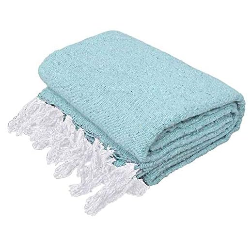 Open Road Goods Handmade Mint Yoga Blanket - Thick Mexican Blanket or Throw - Made for Yoga!