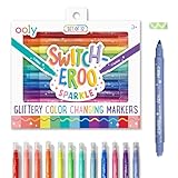 Ooly 12 Pack Sparkle Switch-eroo Color Changing Markers, Double Ended Chisel Tip Color Change Markers for Art Back to School Supplies, Drawing and Stationery Sets