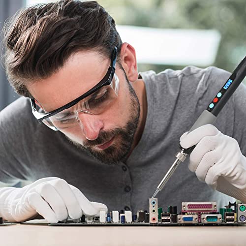 Tomshin Ferro de solda com display digital de 90 W, ajuste de temperatura digital programável, aquec