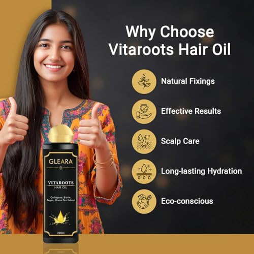 Image of Vitaroot Winter Nourishing Hair Oil with Soya, Almond, Argan Oil, Collagen & Biotin - Controls Hair Fall, Boosts Growth & Non-Greasy - Dry Scalp & Frizz Care - 200ml