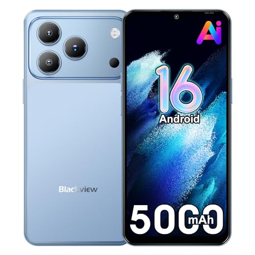 Blackview Wave 7C Handy Ohne Vertrag, Android 16 Smartphone, 16GB+64GB/1TB TF, 6.56" Gemini AI Smartphone Ohne Vertrag Günstig, 5000mAh, 32MP+13MP, WiFi 5/Face ID/GPS/OTG/Handyhülle, Arktisches Blau