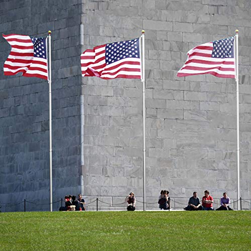 Ydisplay Flag Poles For Outside In Ground 20Ft Telescoping Flagpole Heavy Duty 16 Gauge Aluminum With 3X5 American Flag, Golden Top Ball And Clips For Yard Patio Garden- Can Fly 2 Flags #TOP4