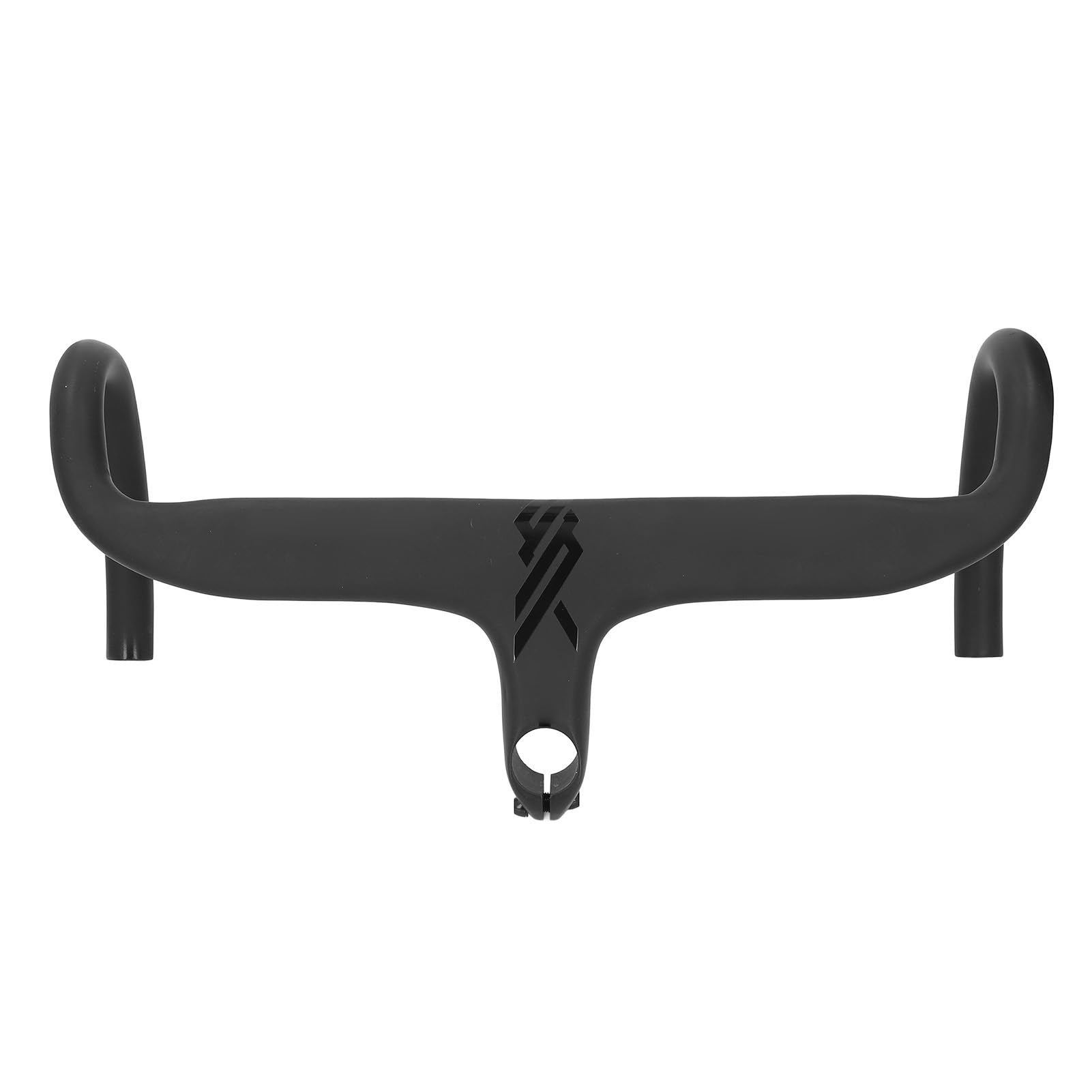 Manubrio per bici da strada Barra aerodinamica integrata leggera in lega di alluminio per ciclismo da corsa Design ergonomico confortevole 420 mm (Tutto nero)