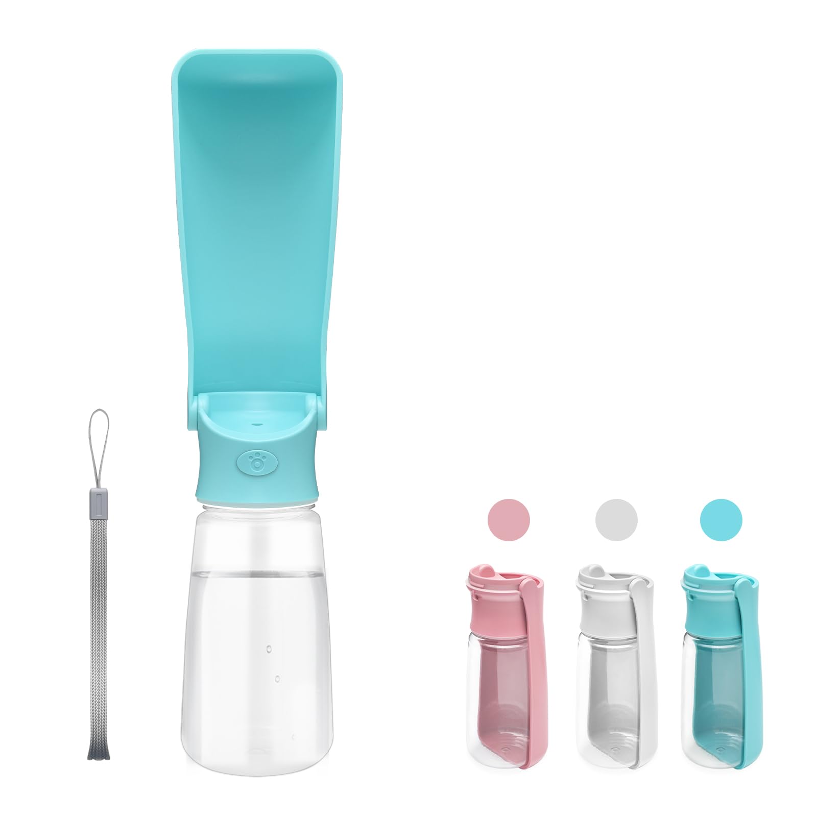 PETCOOZ Botella de Agua para Perros 550ml, Bebedero Plegable Portátil de Mascotas, Recipiente de Agua Perros al Aire Libre, para Caminar Pasear Viajar Acampar Senderismo, Azul
