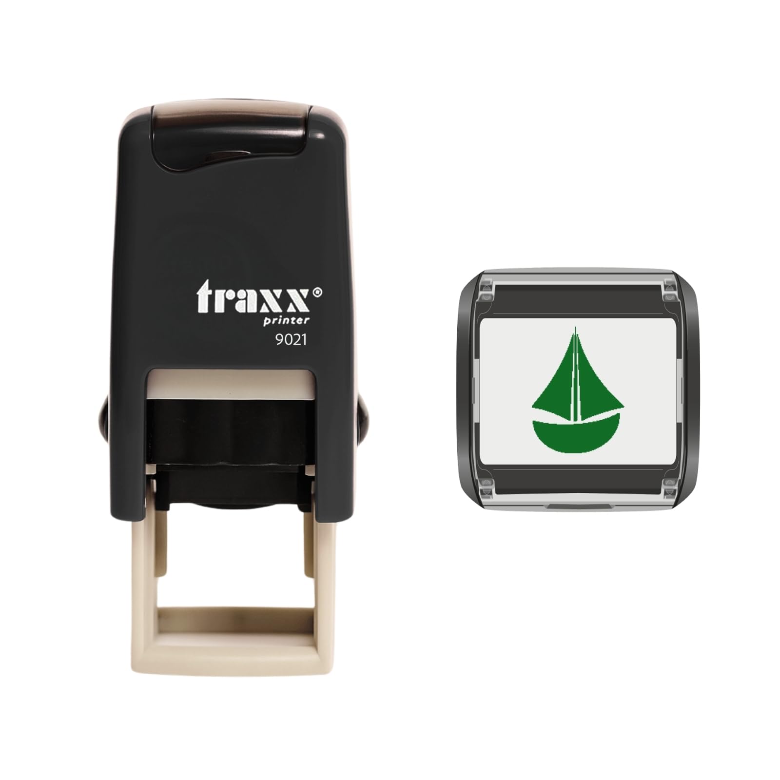 Traxx 9021 Loyalty Card Self Inking Rubber Stamp Business Marina Boating Yacht Boat Hire *A Green Boat Design*