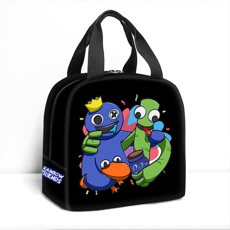 Rainbow Friends Lunch Bag Students Lunch Pack Portable Leakproof Food Drink Rainbow Lunch Box for Work School Camping (A4)