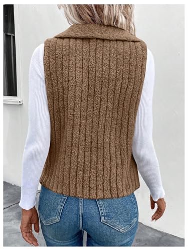 GORGLITTER Women's Fuzzy Vest Coats Fleece Sleeveless Sherpa Vests Trendy Open Front Winter Vest Coat2