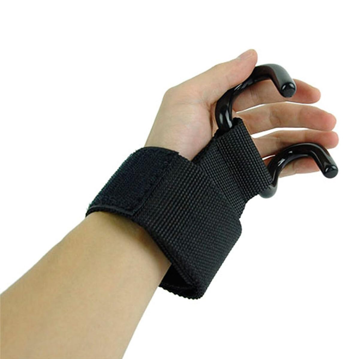 Verstellbare Gewichtheber Haken griffbänder aus Stahl und Nylon für Krafttraining Schwarz Entlasten Finger Verhindern Ermüdung Robuste Handgelenksstütze für Gym Training