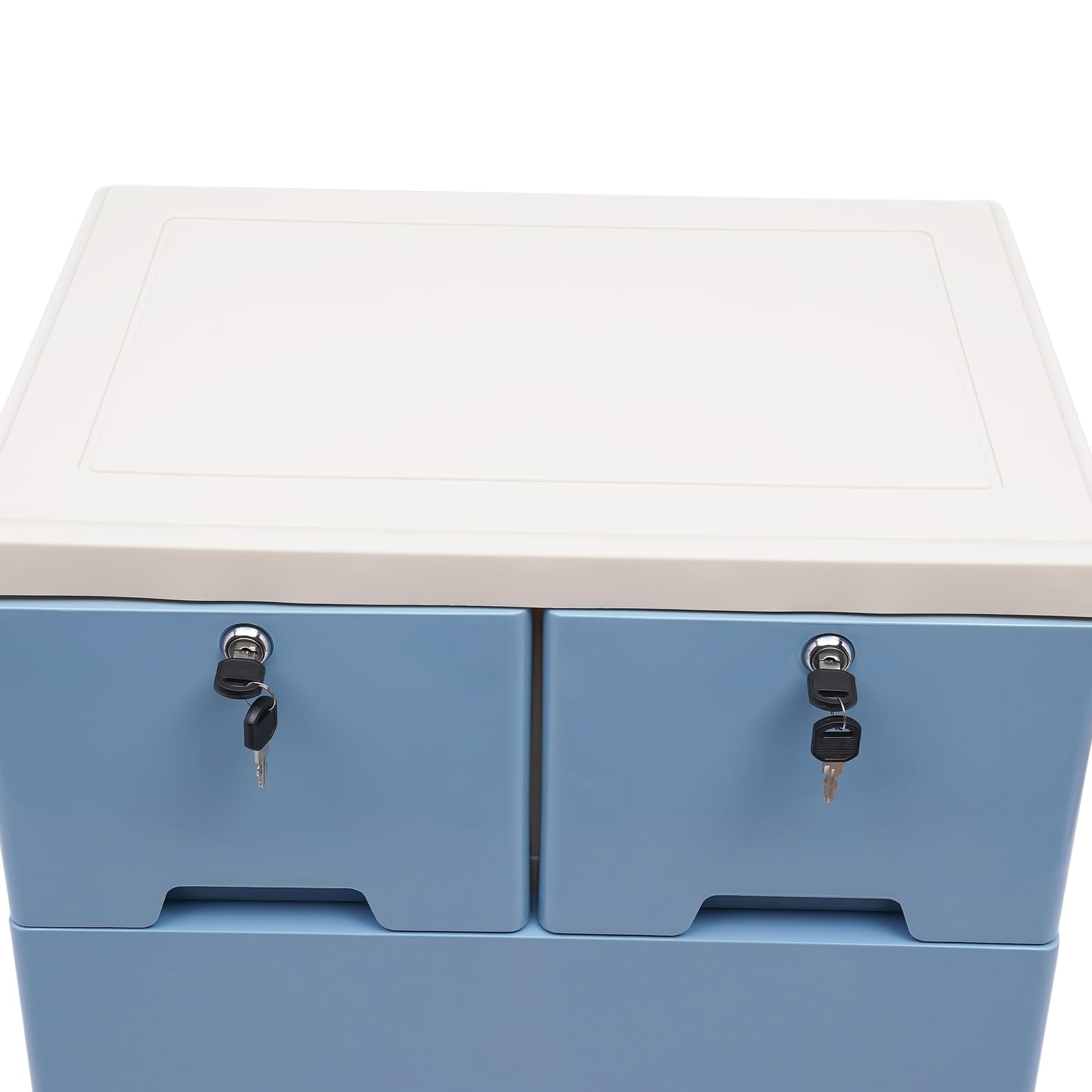 Cajonera de 6 cajones apilable vertical con ruedas y cerraduras, mueble de plástico para pasillo, entrada, muebles para el hogar (azul)