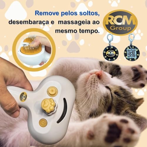 RCM Group® - Escova Portátil Recarregável USB Para Pets 4 em 1 Escovação Remoção de Pelos Soltos Bot