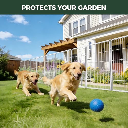 Image of FXW Garden Fence Outdoor for the Yard - 40in(H) x 18.2ft(L) Heavy Duty Metal Animal Barrier for Dog, No Dig Decorative Dog Fence, 8 Panels, White
