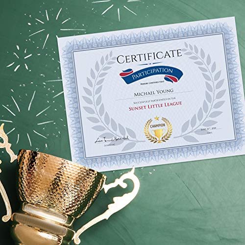 Sweetzer & Orange Plain Certificate Paper For Awards. Set Of 100X, 100Gsm Blue Border Award Certificates For Graduation Diploma, Employee Of The Month, Certificate Of Completion Or Sports Achievement #TOP5