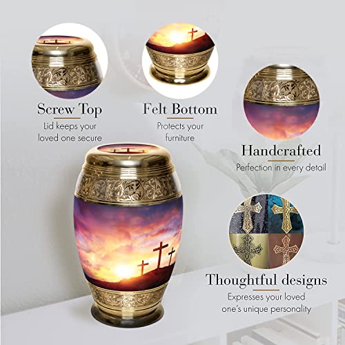Image of Sunset Cremation Urn for Ashes for Women - Personalized Cremation Urns for Human Ashes Adult Female Decorative Urns - Beautifully Handcrafted Cross Urn