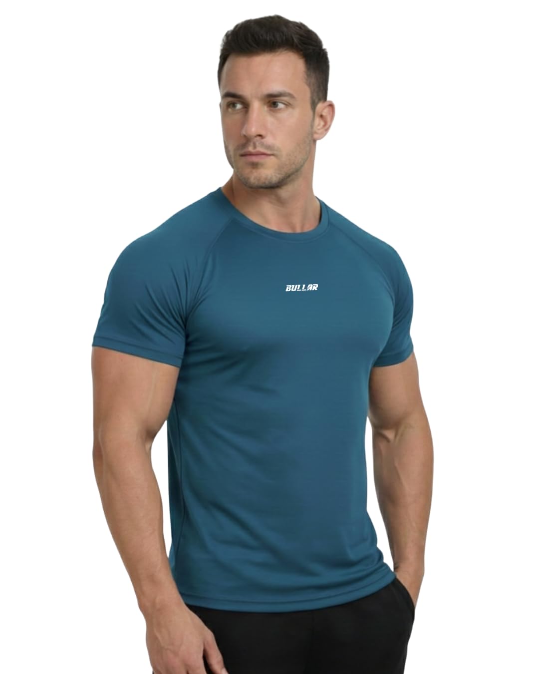 BULLAR Men's Polyester Blend Compression T-Shirt, Half Sleeve Athletic Sports Tight, Crew Neck, Slim Fit, Black, for Fitness and Workout-image-25
