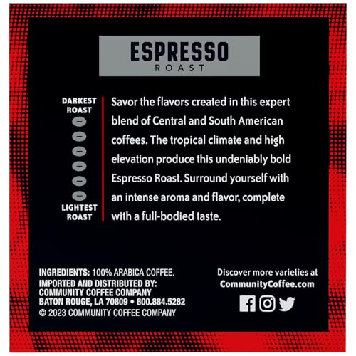 Image of Community Coffee Dark & Bold Espresso Roast 12 Count Coffee Pods, Extra Dark Roast Compatible with Keurig 2.0 K-Cup Brewers, 12 Count (Pack of 1)