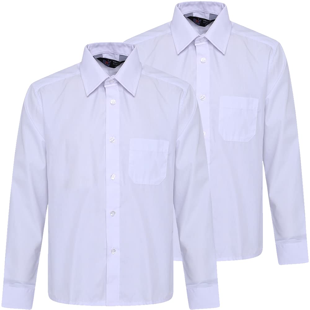 Eirene ThreadzPack of 2 Boys Children Kids School Uniform Shirt Long Sleeve White Colour
