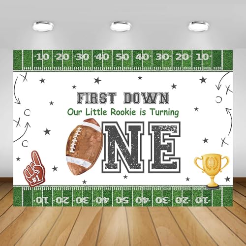 MEHOFOND Toile de fond 1er anniversaire Football Game On garçon 7x5ft
