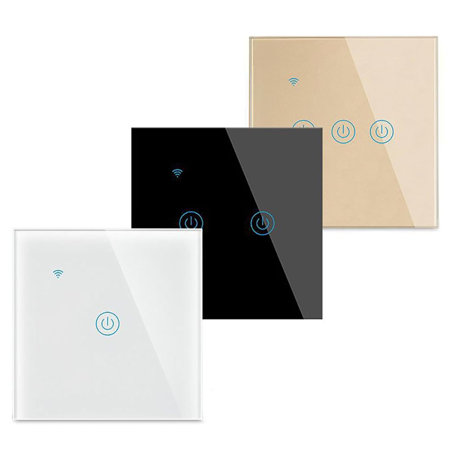 Smart WiFi Light Switch Inteligente Interruptor Glass Screen Touch Panel Voice Remote Control by Voice Control Gold 4-Gang