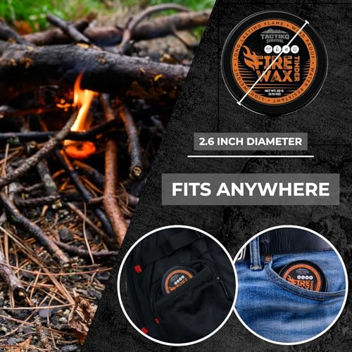 Tactiko Fire Wax - Burns Up to 5 Minutes, 50 Uses, 60g - Perfect for Wet Wood - Compact, Water & Wind Resistant - Camping Gear, Survival Kit, Hikers, Emergency Use - U.S. Company (1 Pack) - Image 6