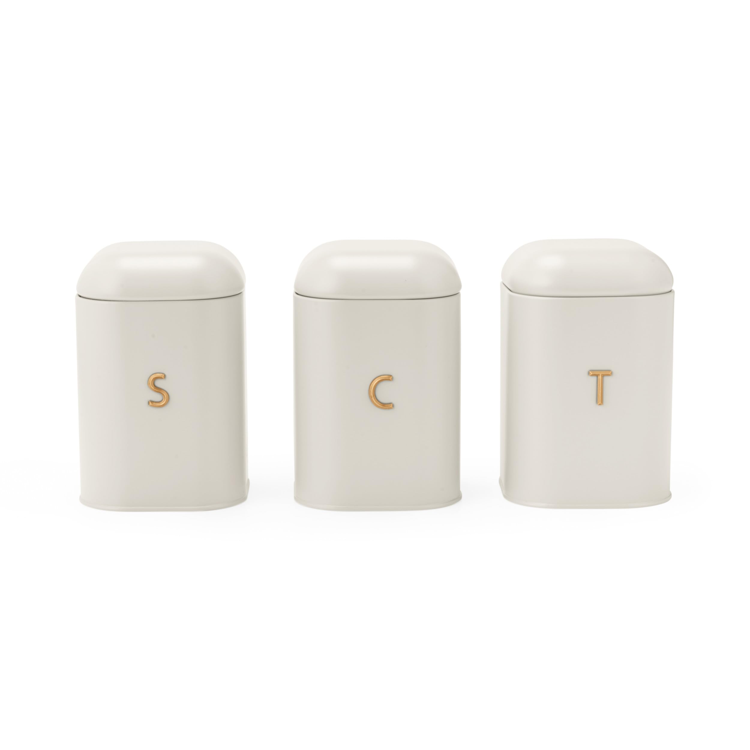 Salter Stone Pebble Kitchen Canister Set, 3 Piece Tea Coffee Sugar