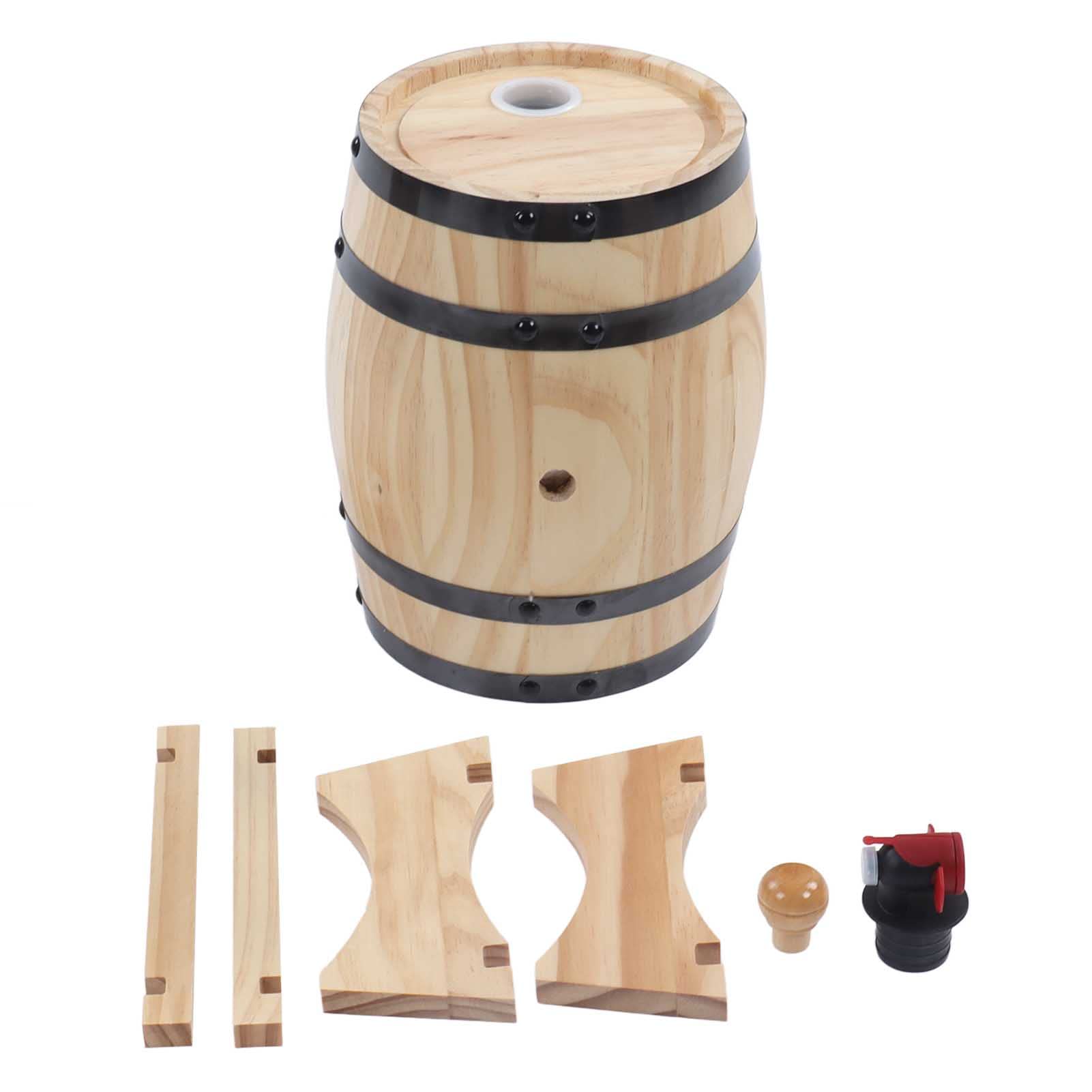 Barril de Madera de Roble con Grifo, Tapón y Soporte, 3L, para Vino, Whisky y Cerveza