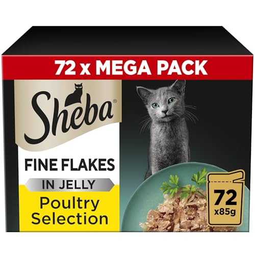 SHEBA Katzenfutter nass - 72x85g Portionsbeutel - Geflügel Variation in Gelee - Nassfutter für Katzen - 1 Großpackung