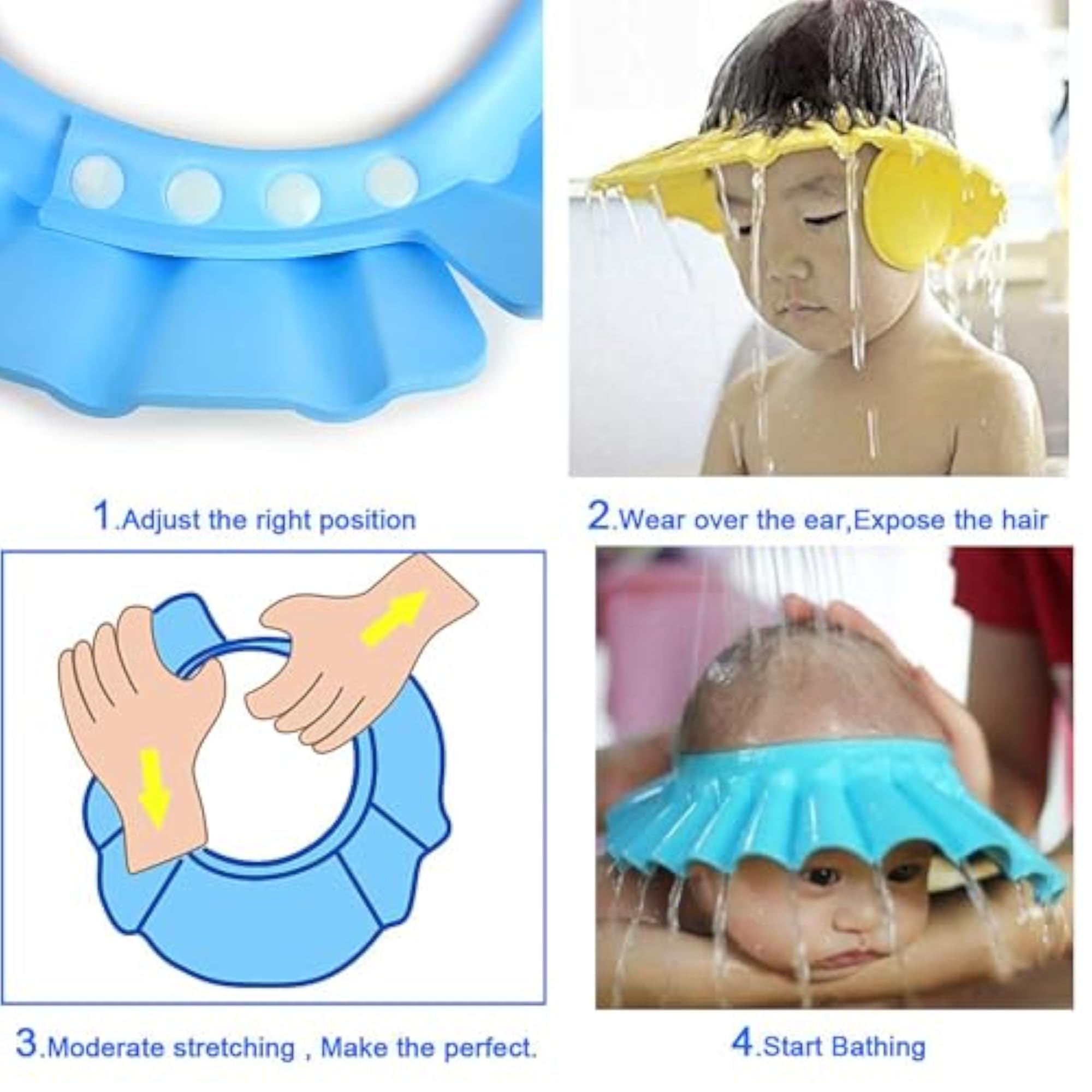 Soft Baby Shower Caps for Splash Fun, Safe Shampoo
