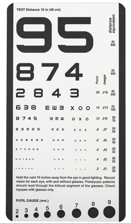 AmeriCan Goods Eye Chart for Eye Test Plastic Full Size Wall Illeterate Snellen 22