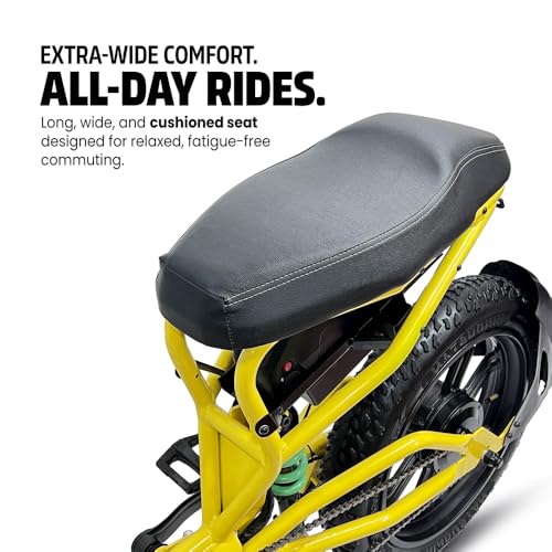 Image of Velzi Electric Cycle for Adults | Fat Tyre E-Bike | Dual Suspension | 25 km /h Top Speed | Comfortable Upright Ride | Stylish Urban Commuter Electric Bicycle (Canary Yellow)