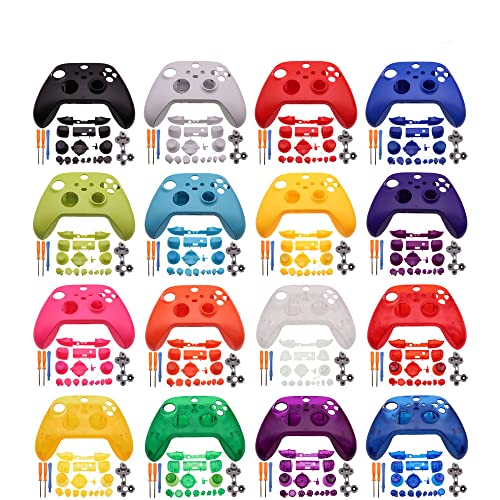 Rymfry Front Faceplate Cover and Back Housing Shell Case with Full Buttons for Xbox Series X S Controller Repair Parts (Clear Blue)