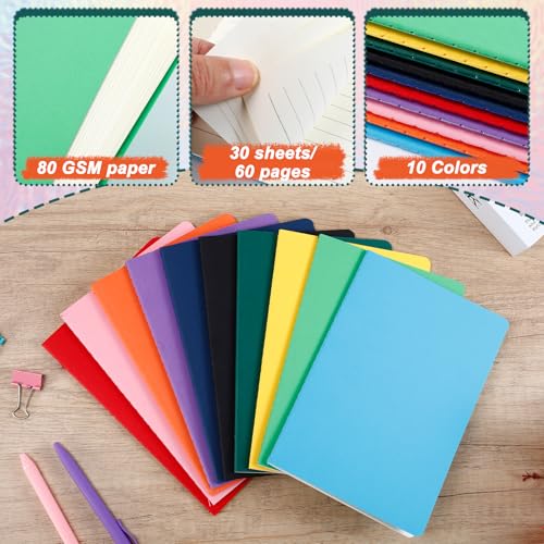 Carnet ligné A5 lot de 30 cahiers en 10 couleurs pour notes d'étudiants