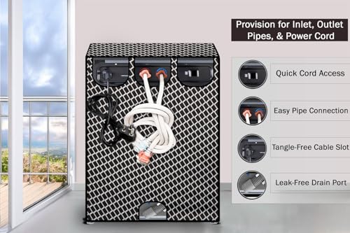 Image of Stylista Washing Machine Cover Compatible for Bosch 8 KG Fully-Automatic Front Loading WAJ28262IN, Check Grey