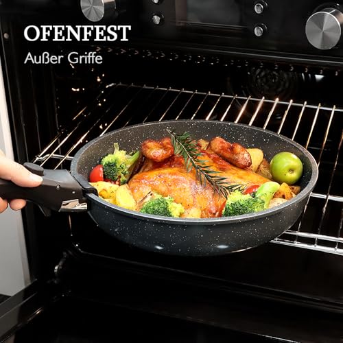 GiPP Juego de Ollas y Sartenes Cerámicas Antiadherente - Juego de Cocina con Mangos Desmontables, No Tóxico, Apto para Inducción, Horno y Lavavajillas(Negro 5PCS) - imagen 5