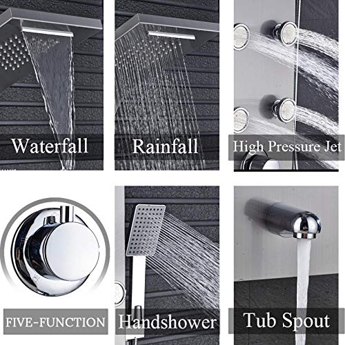 Set de Ducha Termostático Panel/Columna con Jets de Masaje, Mezclador, Ducha de Mano y Grifo para Bañera miniatura 5