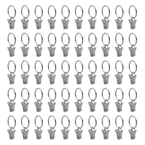 UMCHU 50 Pièces Anneaux Rideaux avec Pince,Pinces à Rideaux,Clip Rideau pour Rideau de Douche,pour Draperie, Pince Rideau Douche, Photo