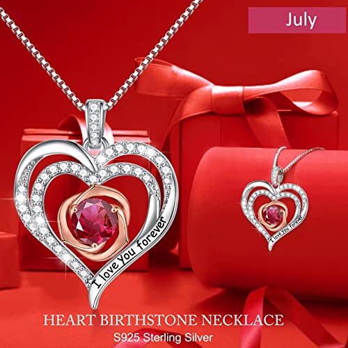 Iefup Birthday Gifts For Women - S925 Sterling Silver Ruby Necklace July Birthstone Necklace Jewelry For Women Birthday Christmas Valentines Mothers Day Gifts For Mom Wife Grandma Girlfriend #TOP2