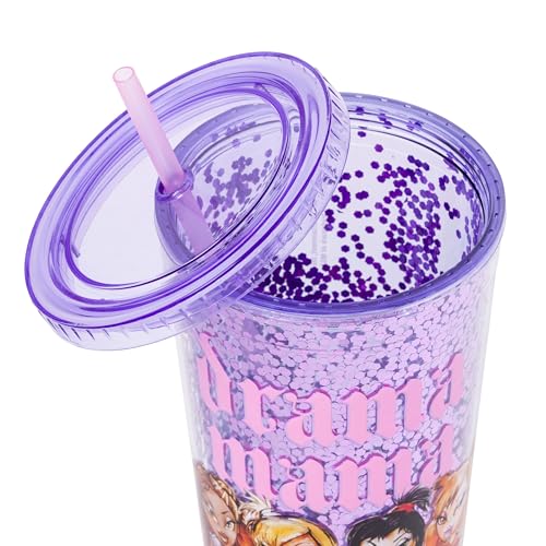 Image of Silver Buffalo Bratz Drama Mama Cloe, Plastic Cold Cup, 32oz | Yasmin, Jade and Sasha, Confetti, Includes Lid and Straw, 0.95 Liters