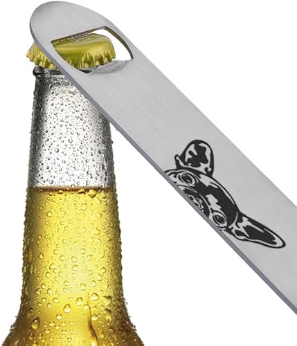 Miniatura 3 de WIRESTER Abrebotellas plano de acero inoxidable grabado con láser, abrebotellas de cerveza para cocina, bar, restaurante, bulldog francés